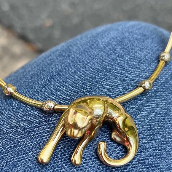 VINTAGE 14K YELLOW GOLD LARGE JAGUAR PANTHER SLIDE PENDANT WELL MADE